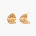 Organic-shaped stud earrings with flowing textural waves in eco-zinc alloy, featuring artistic curved design