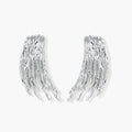 Silver-toned earrings with flowing liquid-like strands cascading downward, made from eco-zinc alloy with S925 posts