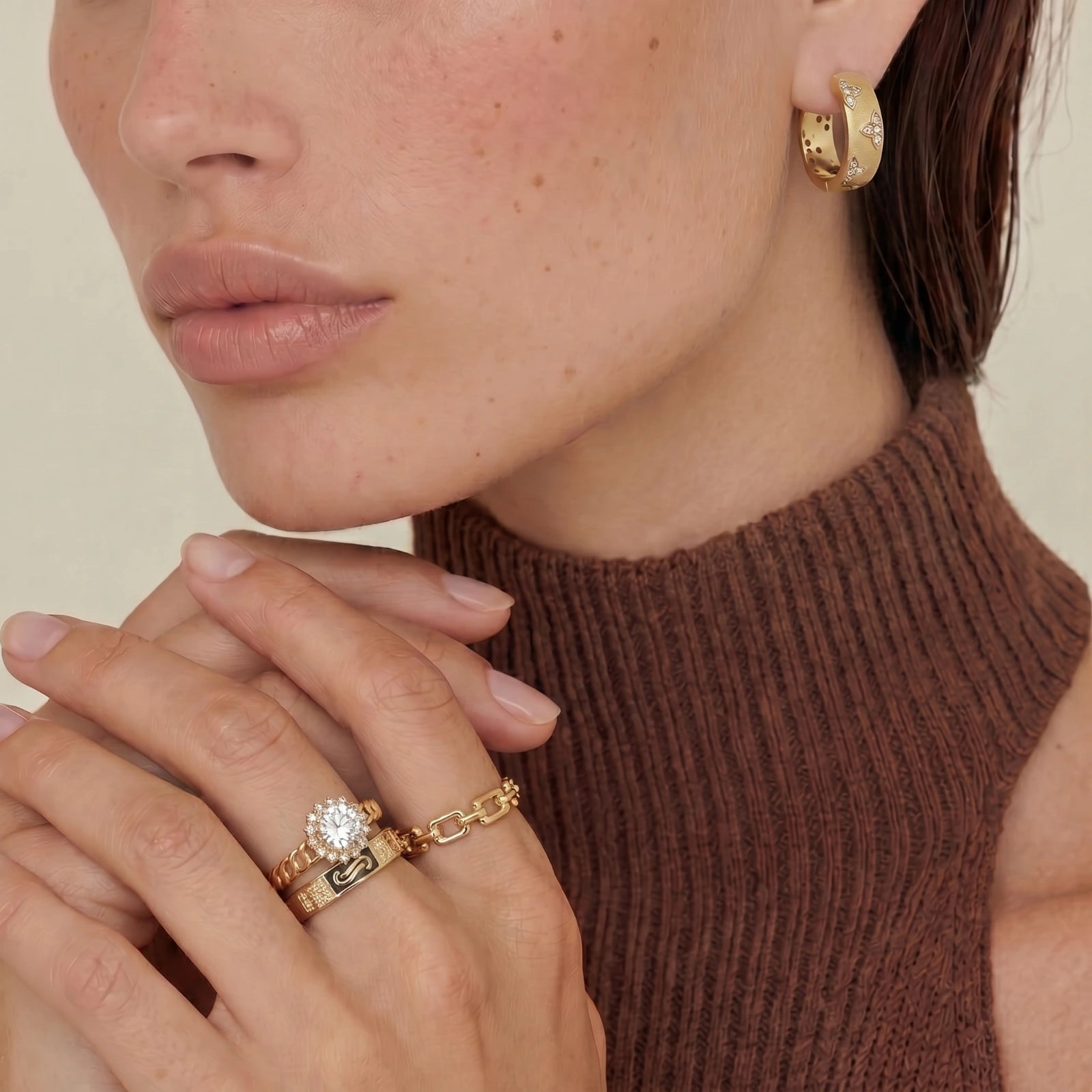 Conjunto de Anillos de Cadena Golden Hour