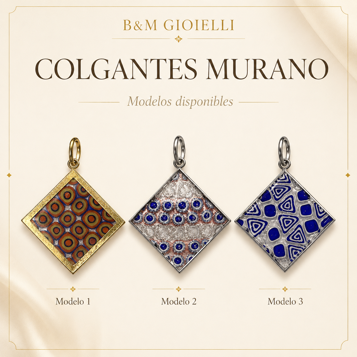 COLGANTE CUADRADO MURANO-POSICIÒN ROMBO